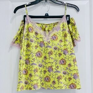 Victoria's Secret Citron Floral Lace‎ Satin Cami Set Size L Y2K Fairy Coquette